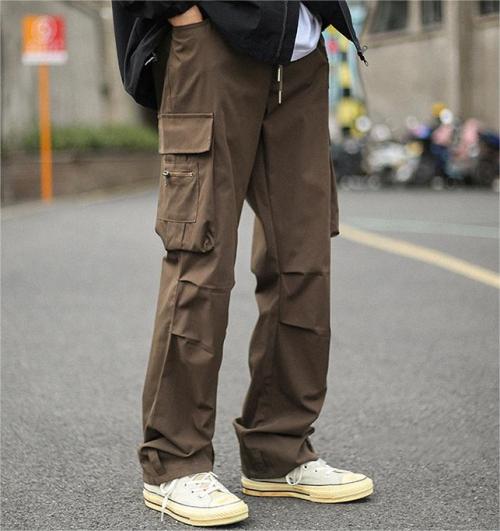 Pants manufacturer | Men's solid color pants | Wide leg straight pants | Multi pockets cargo pants