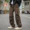 Custom men's trendy cropped pants solid color youth popular straight pants wide leg overalls