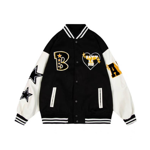 Jackets manufacturer | Men patchwork towel embroider jacket | Color blocked jacket | Baseball jacket