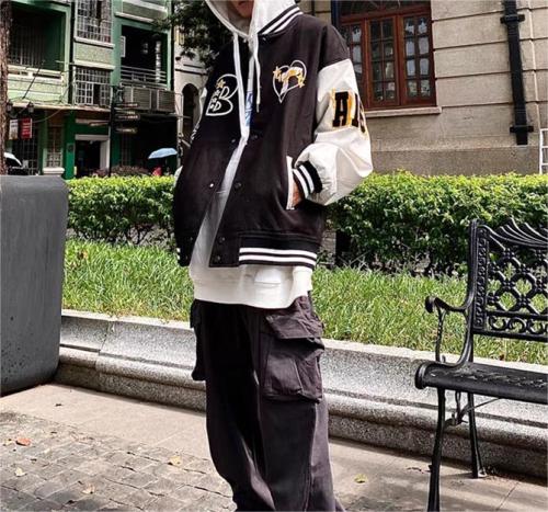 Jackets manufacturer | Men patchwork towel embroider jacket | Color blocked jacket | Baseball jacket