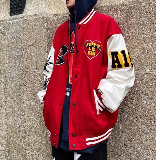 Jackets manufacturer | Men patchwork towel embroider jacket | Color blocked jacket | Baseball jacket