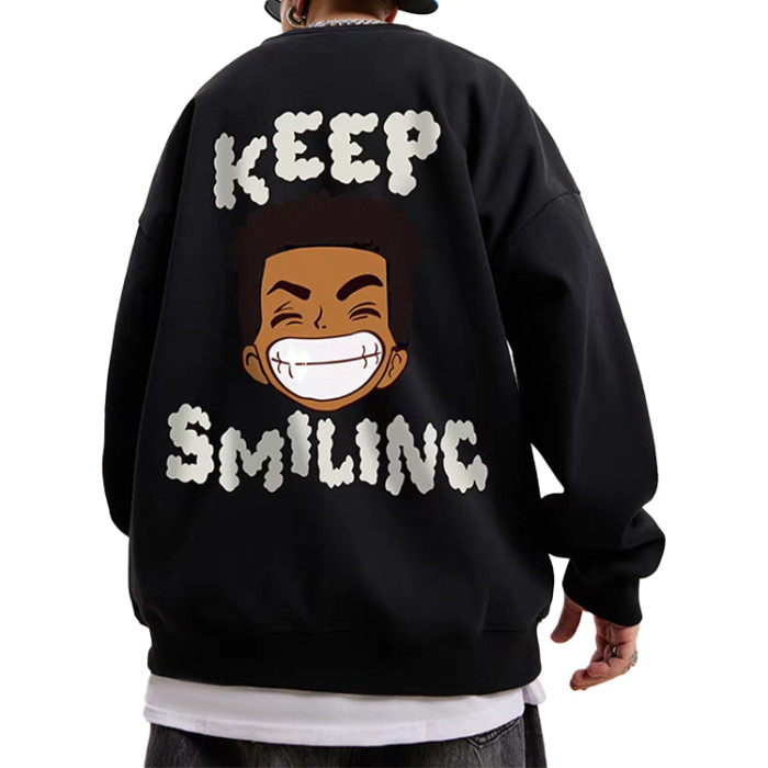 Custom knitting loose street wear casual graphic sweater pullover crew neck cartoon warm sweaters