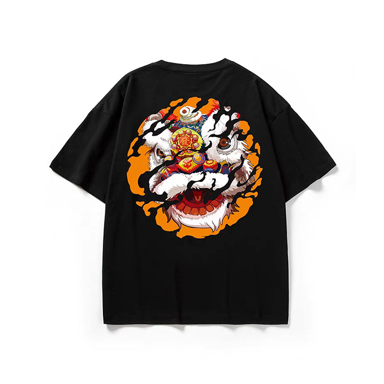 Summer Chinese style trend lion head print tshirt