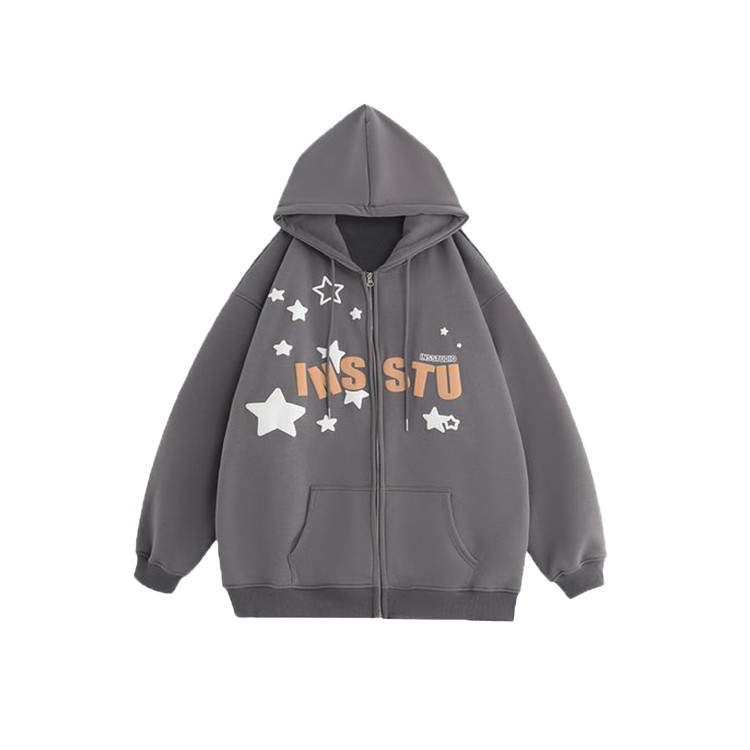 men's hoodie high quality puff print zipper hoodie