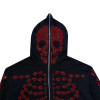 Custom Men's loose trend pullover bones rhinestone full zip street style cotton hoodies