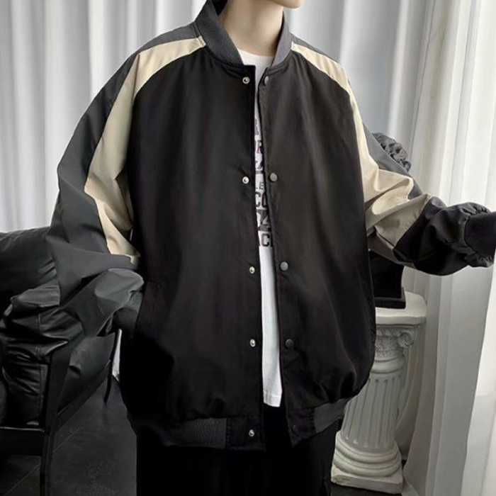 Custom colorblocking baseball men's spring nylon thin loose casual versatile jacket for youth