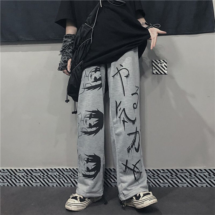 Custom wide leg sweatpants trousers men casual solid streetwear track print sweat baggy pants