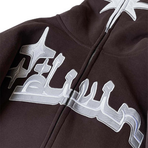 custom logo heavyweight raw hem hoodie french terry blank oversized puff printing unisex hoodies men