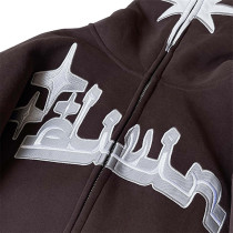 custom logo heavyweight raw hem hoodie french terry blank oversized puff printing unisex hoodies men