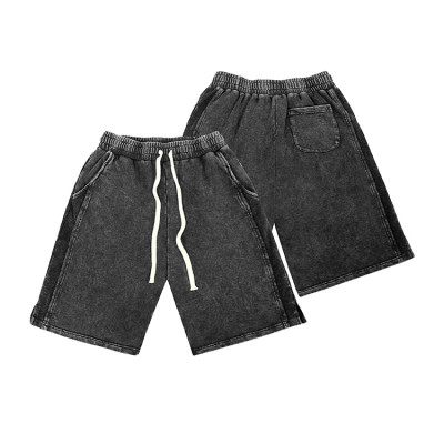 Custom Summer Streetwear Vintage Short Half Pants Loose Work Shorts Fashion String Denim Jean Shorts Men