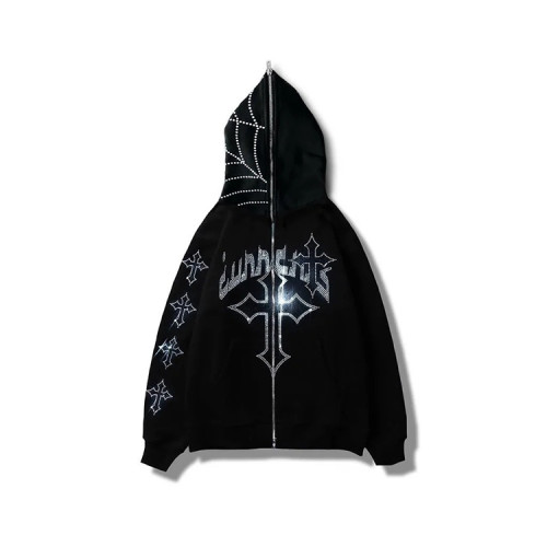 Hoodies manufacturer | Mens full zip hoodies | 3D foam printed hoodies | Men's rhinestone hoodies