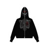 custom zip hoodie over face fleece 3d logo puff print bulk heavyweight rhinestone full zip up hoodie custom embroidered hoodie