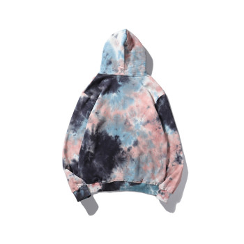 Customize 100% Cotton Tie dye Heavyweight Sweatshirts Men Oversized Casual Garment With Thick Solid Color Hoodie