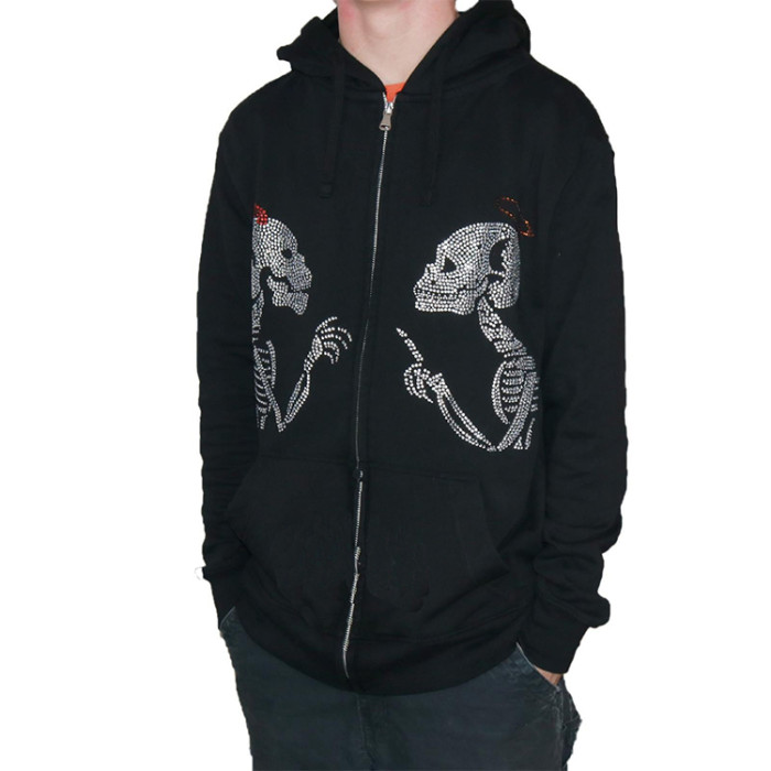 Custom Hoodies | Design Rhinestones Hoodies | Skeletons Hoodies | Cotton Men Hoodies