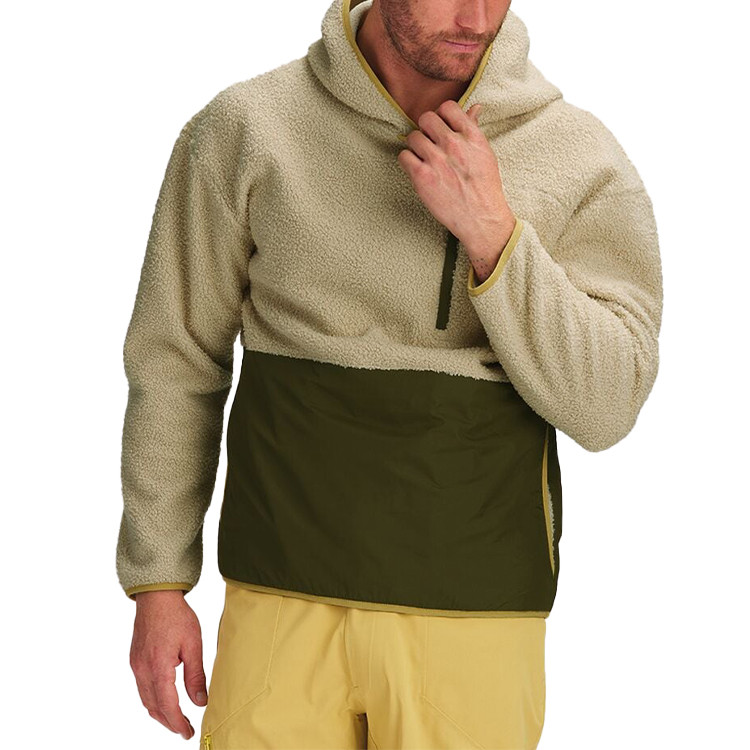  elastic drawstring sherpa fleece with pockets for men