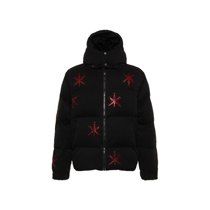 Custom Winter Puffer Jacket Red Dagger For Men Stand Collar Casual Outwear Coat Men Puffer Jacket