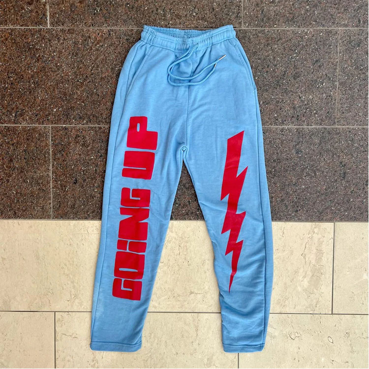 fleece sports stacked flared sweat trousers 3D puff print sweatpants