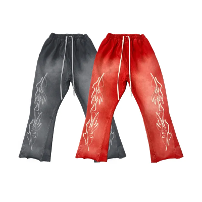 Hiphop pants manufacturer | Flared sweatpants | 100%cotton pants | Printed pants | Acid wash pants