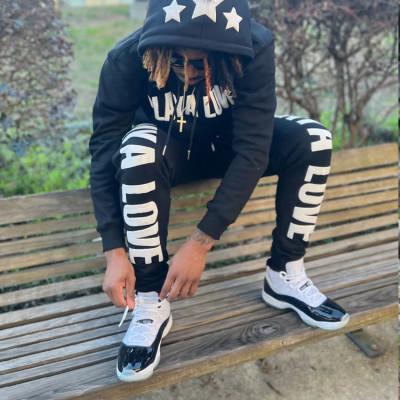 Custom puff printing hoodie joggers set cotton tracksuit sweatpants and hoodie set jogging suits