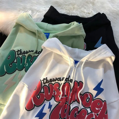 Custom screen/puff printing hoodies zipper heavyweight 100%cotton pullover hoodies with string