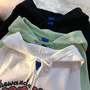 Custom screen/puff printing hoodies zipper heavyweight 100%cotton pullover hoodies with string