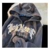 Custom men's no drawstring hoodie drop shoulder zip up hoodies chenille patchwork embroidery hoodie