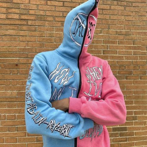 Street hoodie manufacture | Color patchwork hoodie | Top quality cotton hoodie | Embroider hoodie