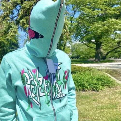 Custom clothing factory mens embroidered full face zip up hoodies custom logo Y2K zip hoodies