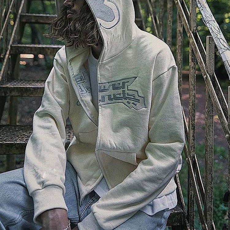 Custom OEM mens embroidered/printed logo full face zip up hoodies