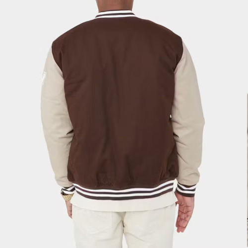 Mens jacket manufacturer | Embroidery jacket | Brown jacket | Baseball jacket | Patchwork jacket
