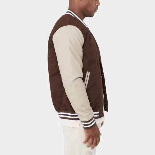 Mens jacket manufacturer | Embroidery jacket | Brown jacket | Baseball jacket | Patchwork jacket