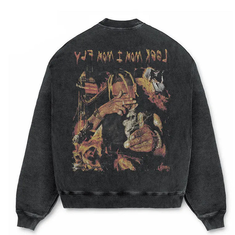 Custom 100% cotton pullover vintage acid wash hoodie