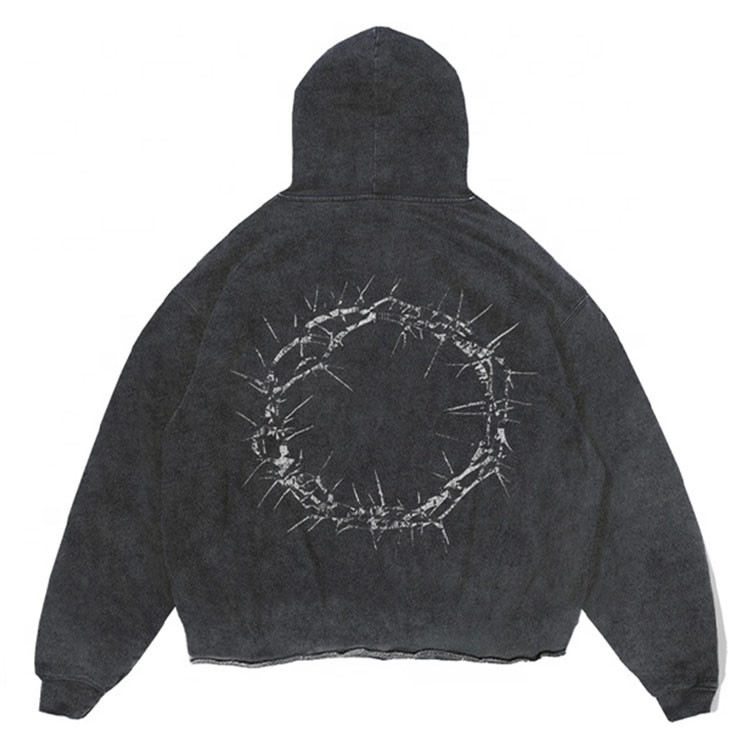 Custom 100% cotton vintage acid wash hoodies mens