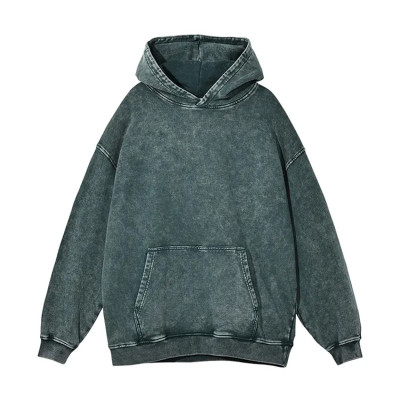 Custom hip hop plain oversized blank heavy hoodies cotton pullover vintage stone acid washed hoodies