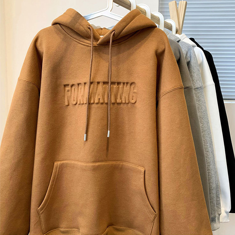 drop shoulder pullover mens plain 3d premium embossed hoodies