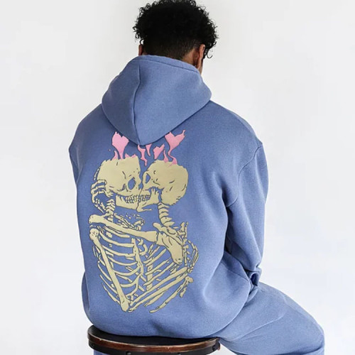 OEM hoodie | 3D Foam printing skeleton pattern hoodie | French terry hoodie | Drawstring hoodie