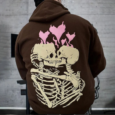 OEM hoodie | 3D Foam printing skeleton pattern hoodie | French terry hoodie | Drawstring hoodie