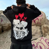Custom Y2k Foam 3d Logo Men Oversized Cotton Digital Print Hoodie Puff Print Skeleton Hoodie Sweatshirts