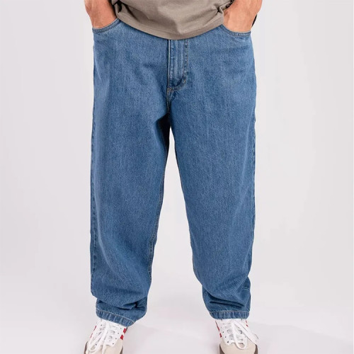 Custom pants | Loose straight pants | Denim zipper pants | Men's casual pants | Blue denim pants