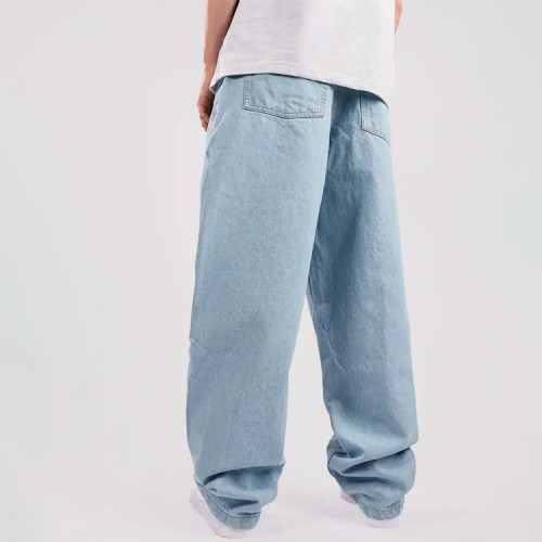 Custom pants | Loose straight pants | Denim zipper pants | Men's casual pants | Blue denim pants