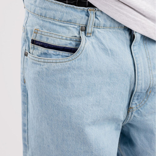 Custom pants | Loose straight pants | Denim zipper pants | Men's casual pants | Blue denim pants