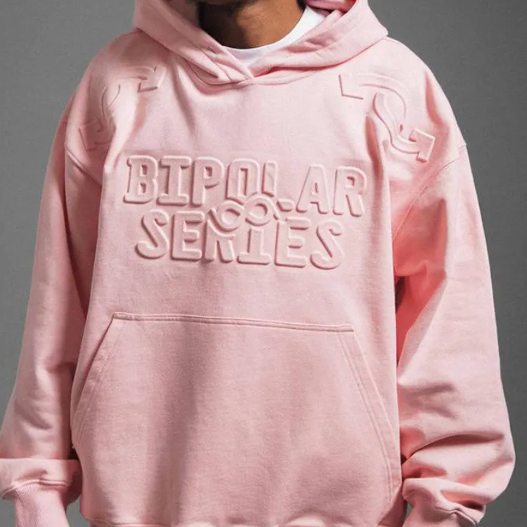 Custom 3d embossed logo hoodies oversized mens plain dyed hoodies