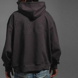 Custom 3d embossed logo hoodies oversized mens plain dyed hoodies thick drop shoulder pullovers