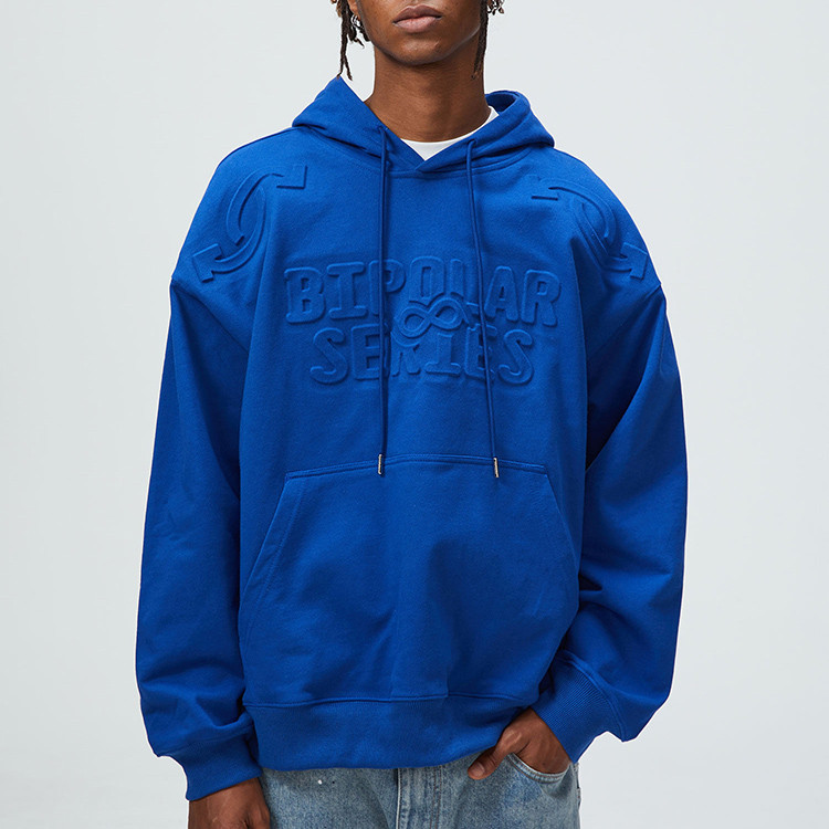 Custom 3d embossed logo hoodies oversized mens plain dyed hoodies