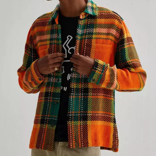 OEM jacket | Mens orange jacket | Plaid shirt jacket | Plus size jacket | Skateboard style jacket