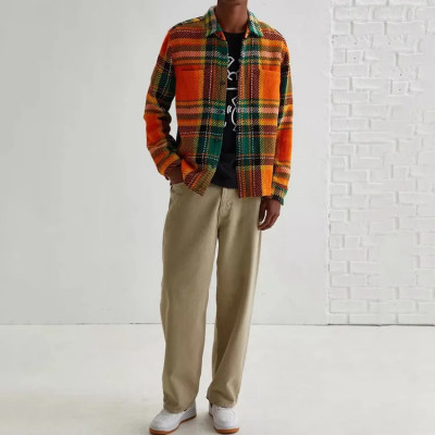 OEM jacket | Mens orange jacket | Plaid shirt jacket | Plus size jacket | Skateboard style jacket