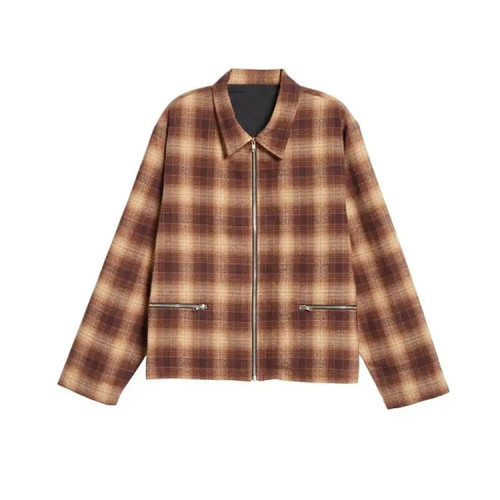 OEM jacket | Mens plaid shirts jacket | Long sleeve cotton jacket | Buttoned jackets | Zipper jacket