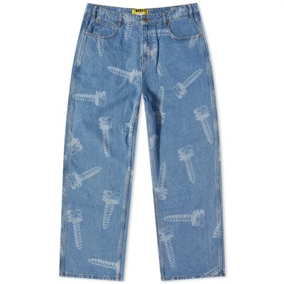 Custom pants | Digital printing pants | Skateboard style trend pants | Men's denim blue pants
