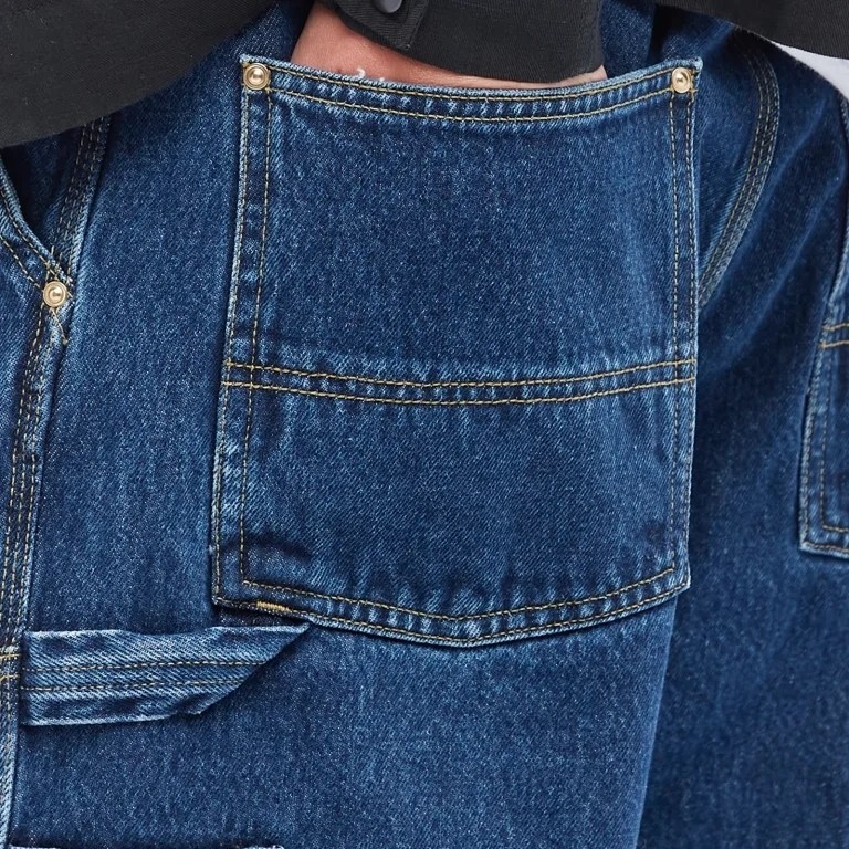 Custom mens straight loose jeans multiple large pockets 