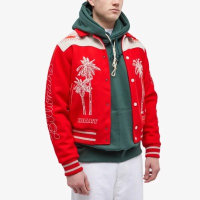 OEM jacket | Embroidery jackets | Lapel colorblocked jacket | Men's winter trend jacket | Red jacket